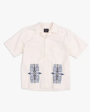Pendleton Camp Collar Cotton-Linen Shirt - Bone / Fire Legend