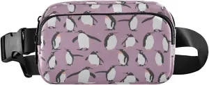 Penguin Purple Belt Bag for Women Men Fanny Pack Small Waist Pouch Crossbody Bags for Outdoor Hiking Running Travel