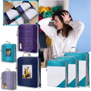 Personalized Compression Packing Cubes,Custom Design Your Picture Text Names Travel Suitcases Organizer Bags Lightweight Space Saving for Carry-on Luggage Suitcase