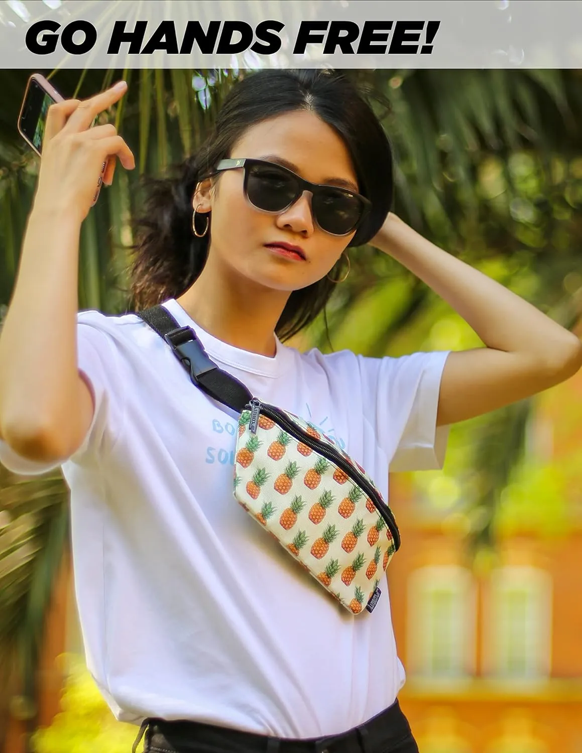 Pineapple Fanny Pack - Cute Festival Bag, Small Crossbody Bags for Women & Men, Fashionable Concert Rave Belt Waist 90s
