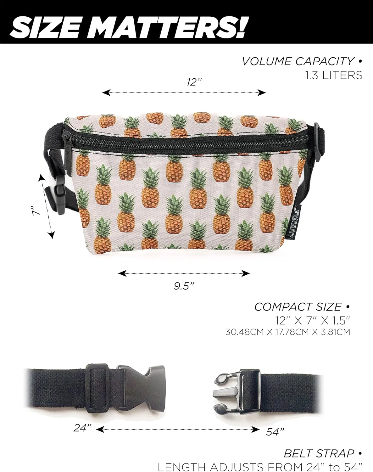 Pineapple Fanny Pack - Cute Festival Bag, Small Crossbody Bags for Women & Men, Fashionable Concert Rave Belt Waist 90s