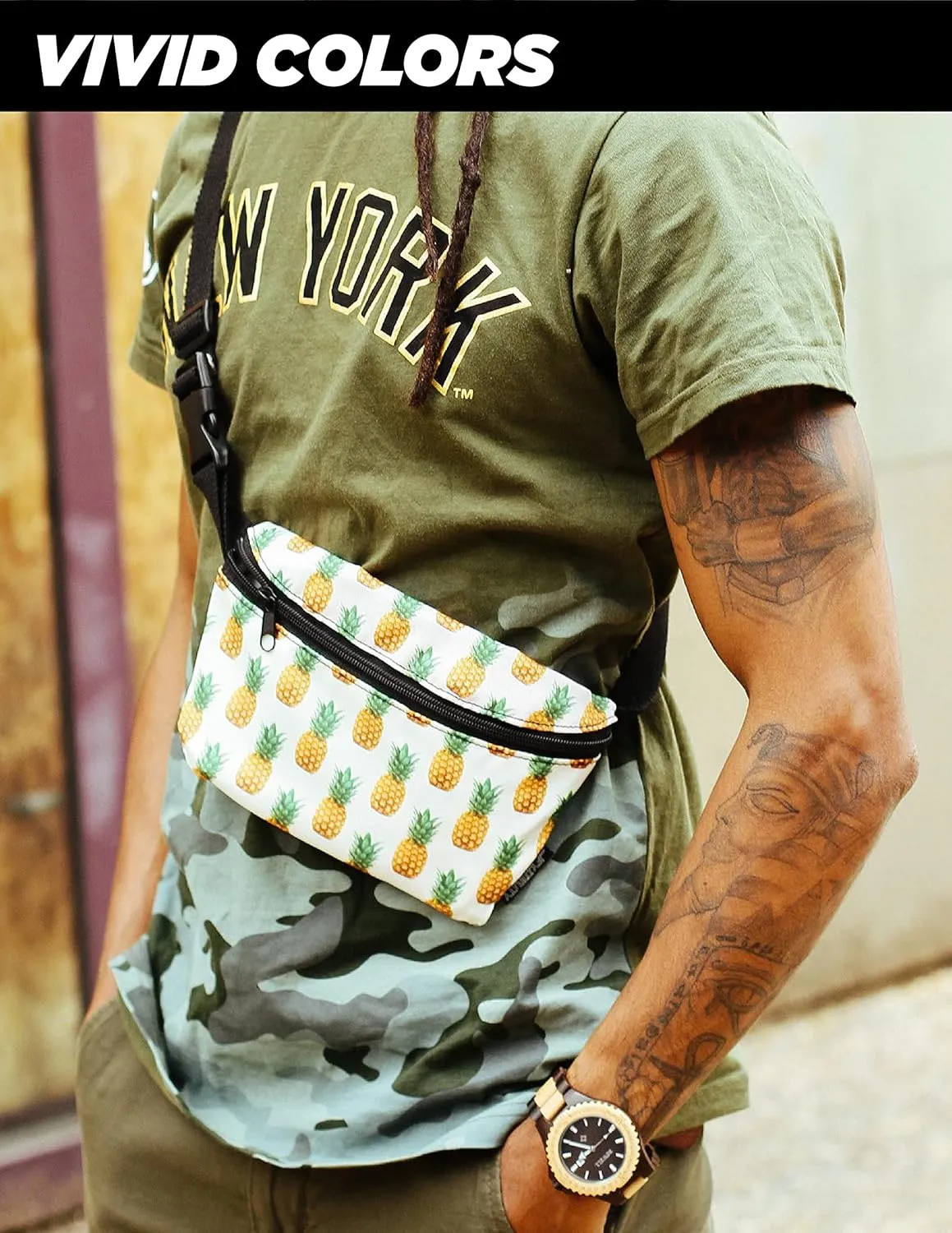 Pineapple Fanny Pack - Cute Festival Bag, Small Crossbody Bags for Women & Men, Fashionable Concert Rave Belt Waist 90s