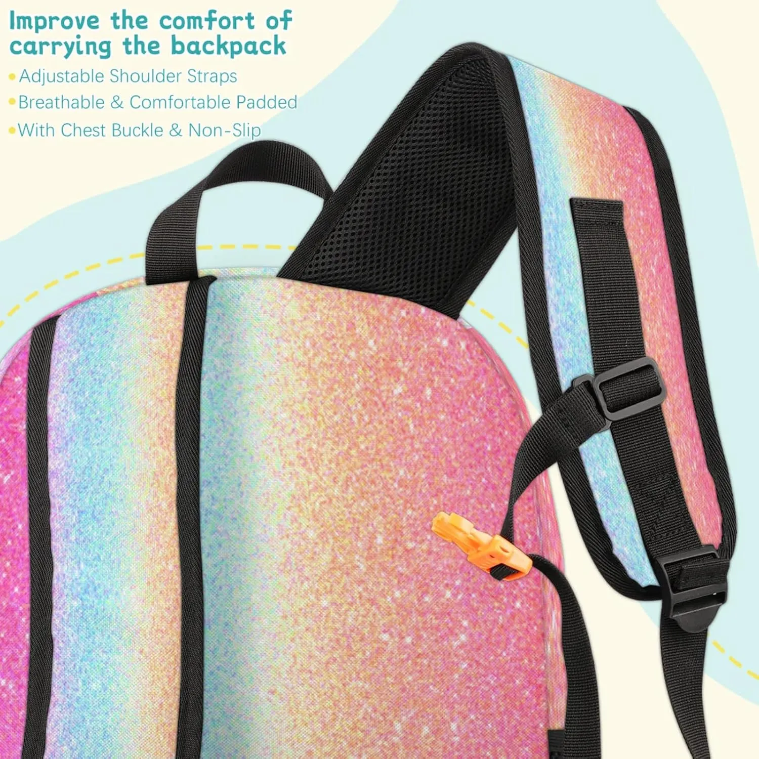 Pink Glitter Backpacks for Boys Girls Travel Laptop Backpack Waterproof School Backpack with Laptop Compartment Teens Backpack Casual Daypack College Bookbag