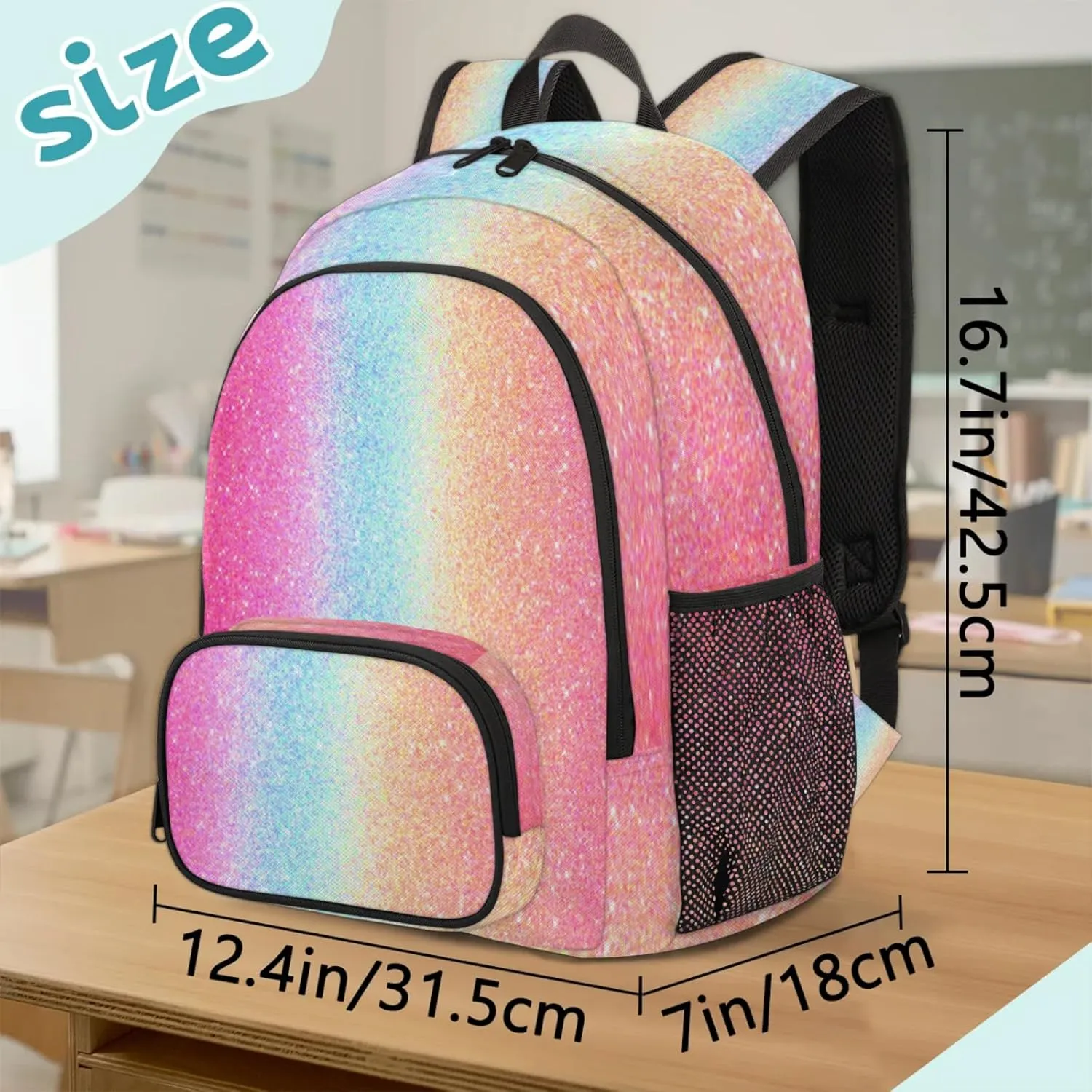 Pink Glitter Backpacks for Boys Girls Travel Laptop Backpack Waterproof School Backpack with Laptop Compartment Teens Backpack Casual Daypack College Bookbag