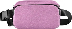 Pink Glitter Pattern Stars Belt Bag for Women Men Fanny Pack Small Waist Pouch Crossbody Bags for Outdoor Hiking Running Travel