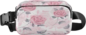 Pink Roses Belt Bag for Women Men Fanny Pack Small Waist Pouch Crossbody Bags for Outdoor Hiking Running Travel