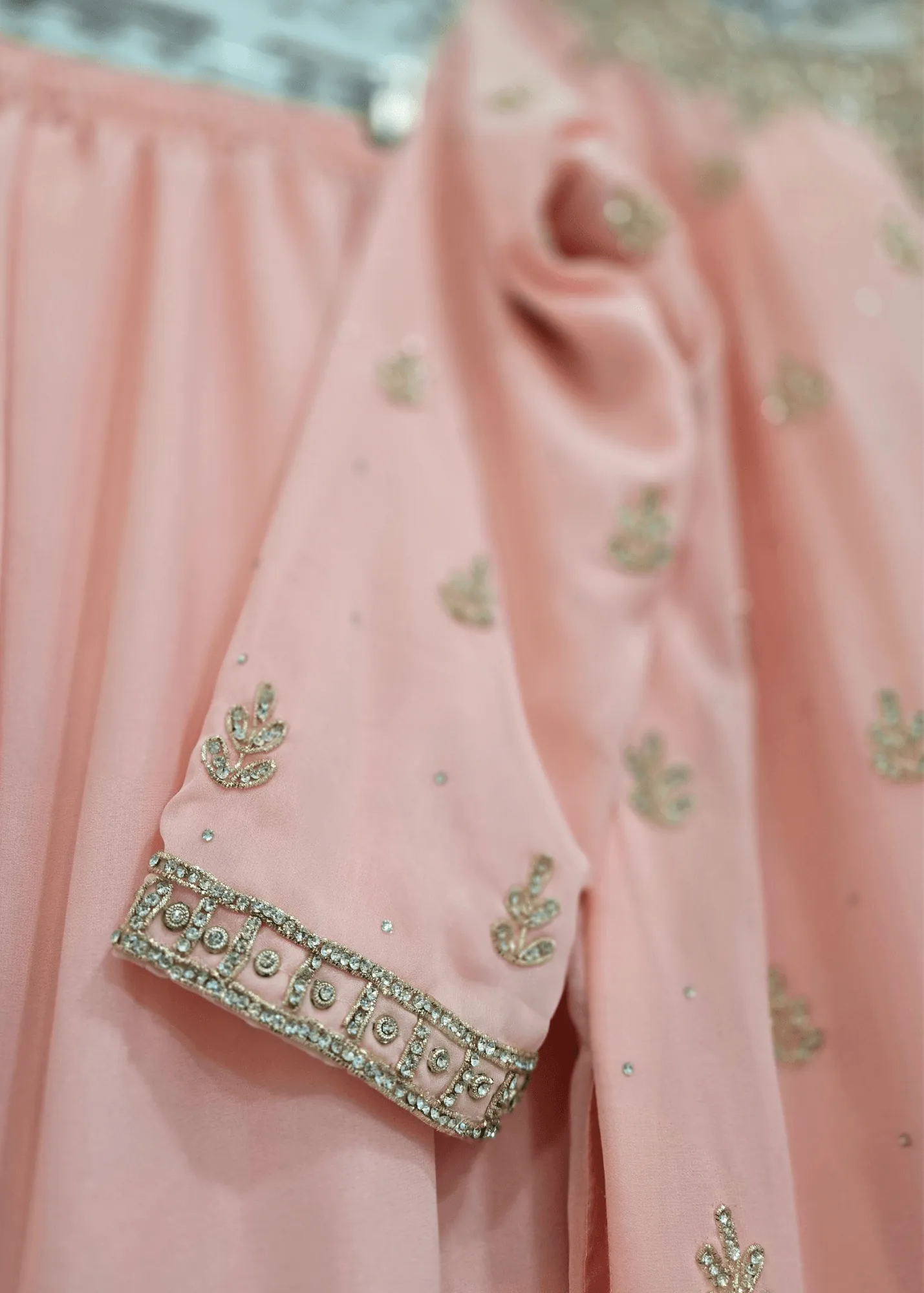 Pink/Peach Stonework Sharara Suit (Size 18-20)