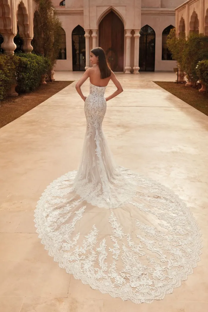Plunge Sweetheart Embellished Gown