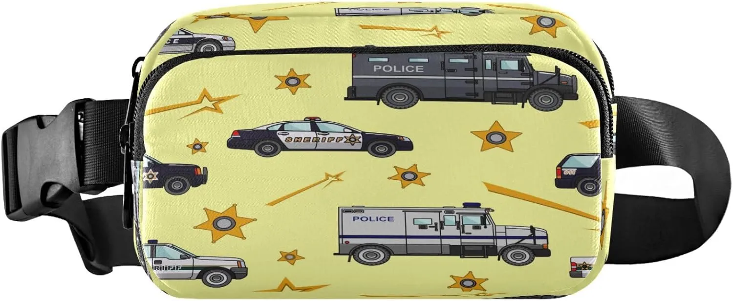Police Cars Star Yellow Belt Bag for Women Men Fanny Pack Small Waist Pouch Crossbody Bags for Outdoor Hiking Running Travel
