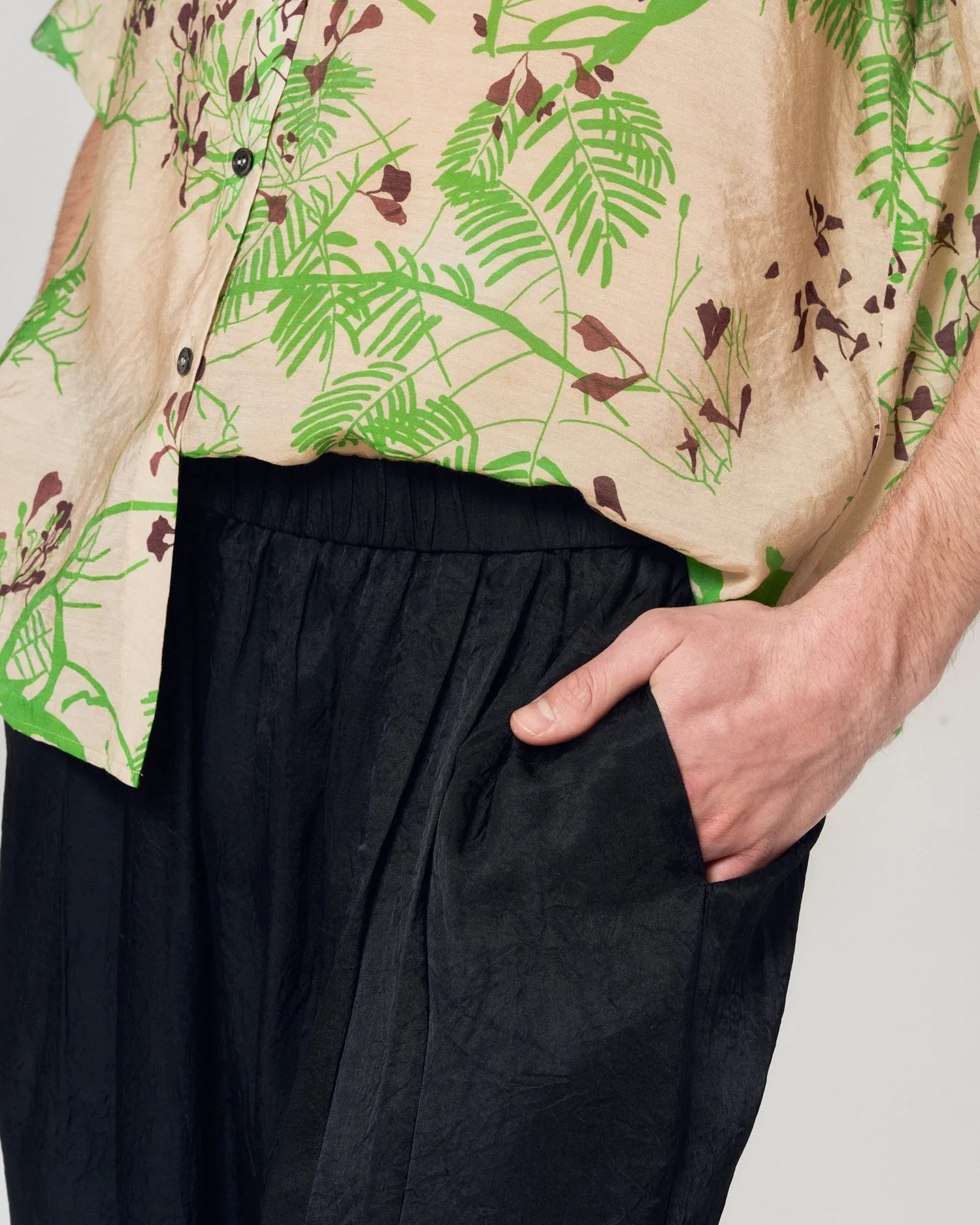 "Beach Blossom" Wide-Leg Pants - Black