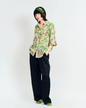 "Beach Blossom" Wide-Leg Pants - Black