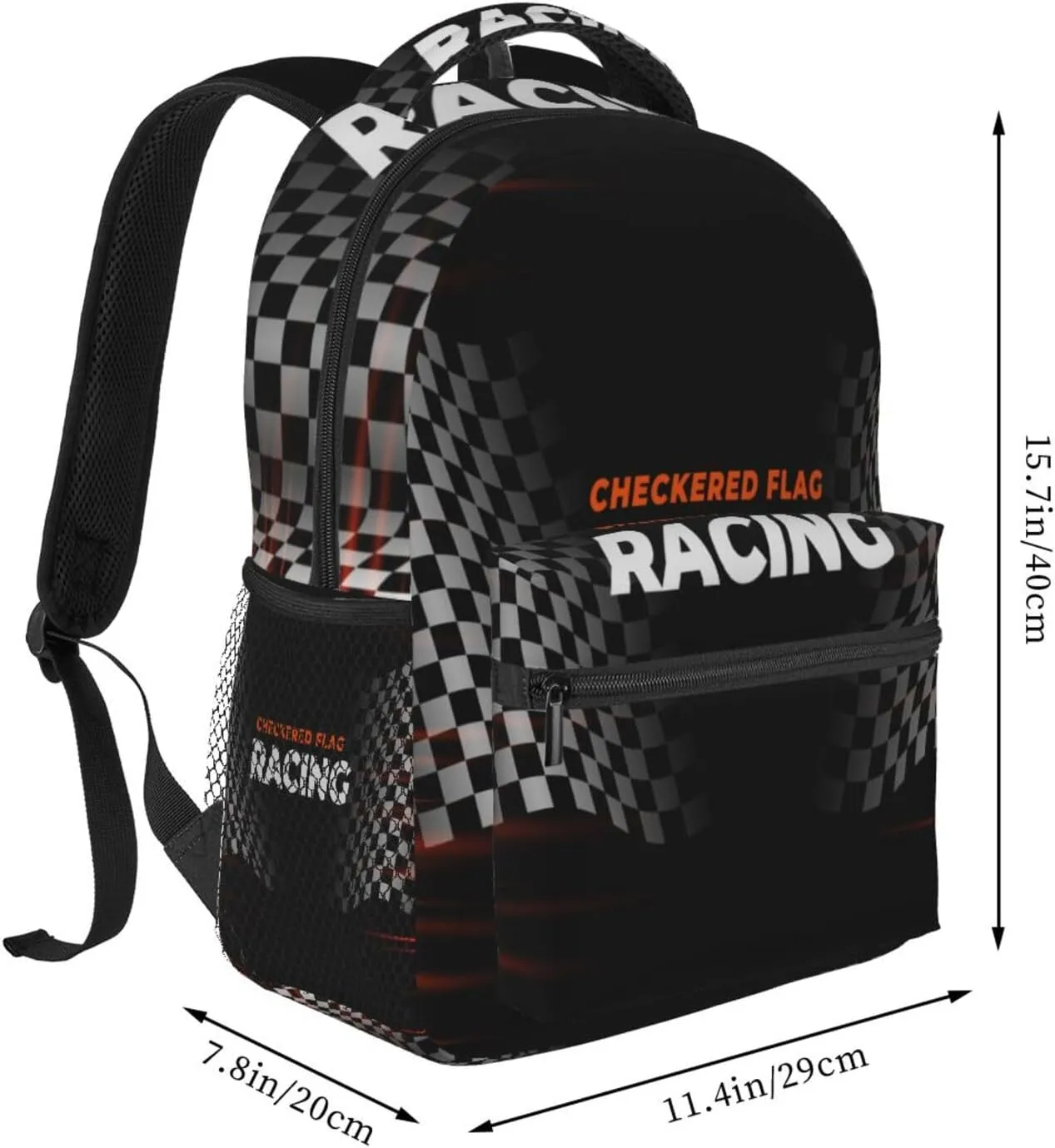 Racing Flag Speed Race Car Backpack for Men Women, Travel Laptop Backpack Computer Bag Daypack for Business Work Weekender