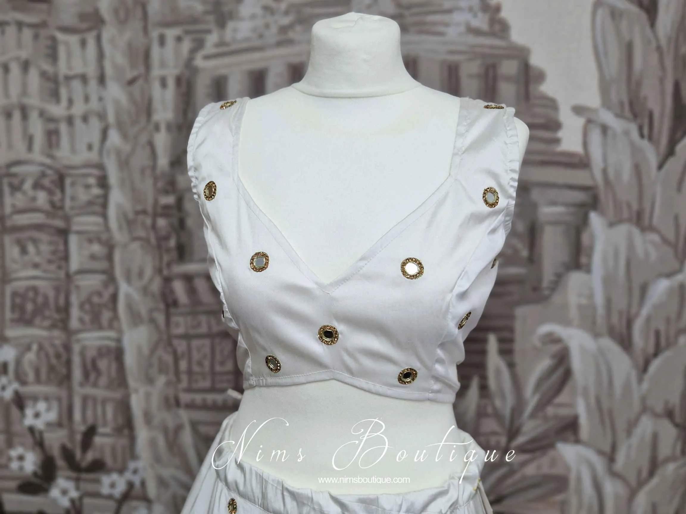 Rani Luxury White Silk Mirror Blouse (size 4-22)