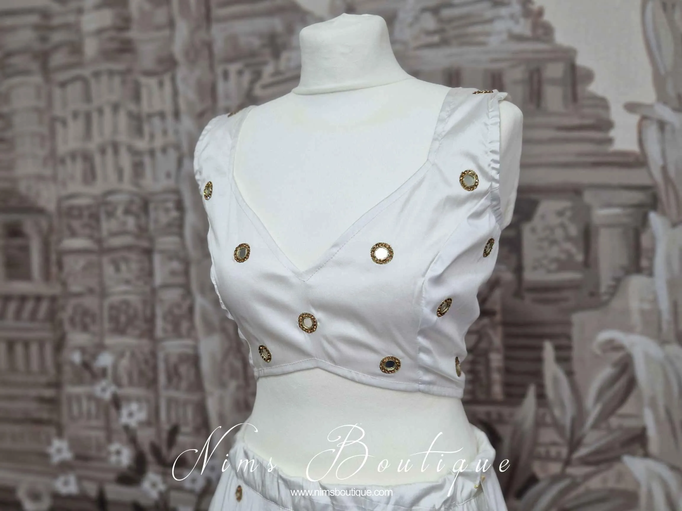 Rani Luxury White Silk Mirror Blouse (size 4-22)