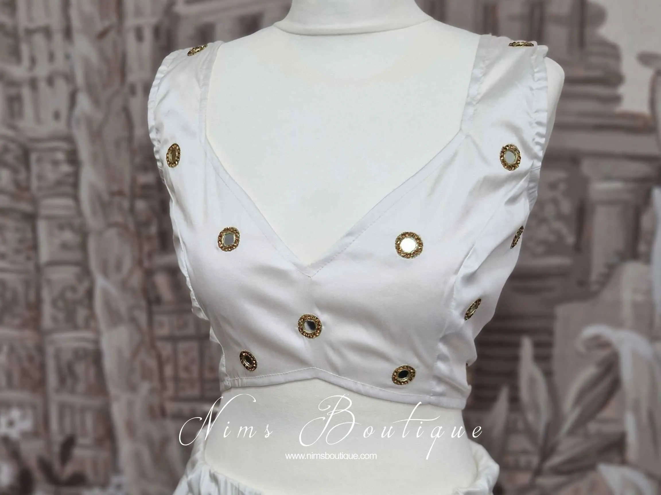 Rani Luxury White Silk Mirror Blouse (size 4-22)