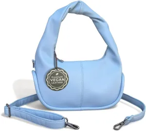 Recycled Vegan Crossbody Bag & Shoulder Bag for Women and Beyond - Chic Sustainable Fashion Handbag for Spring 2025  Luxury Grade Faux Leather - Medium/Small Hobo, Light Blue