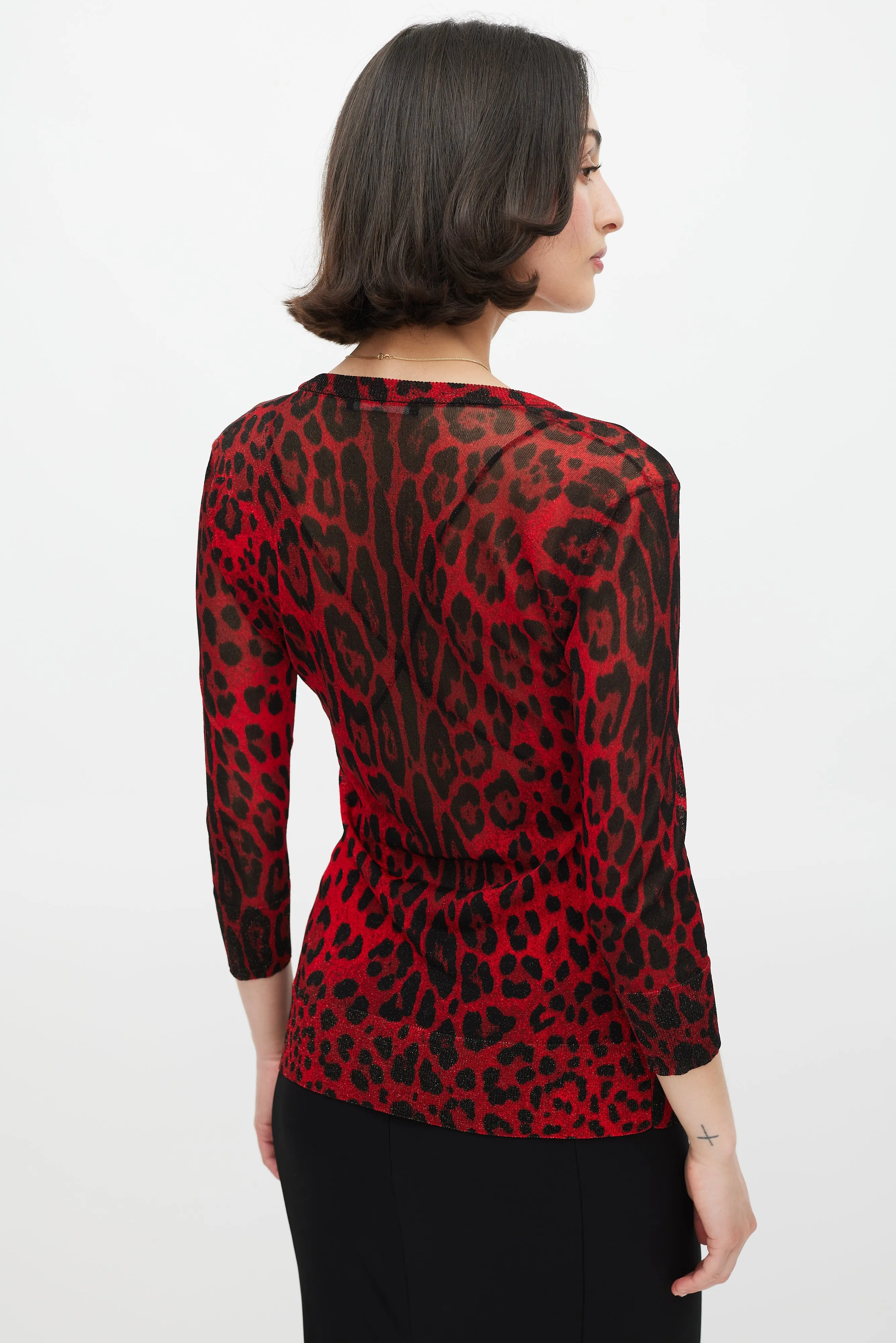 Red & Black Sparkly Printed Cardigan