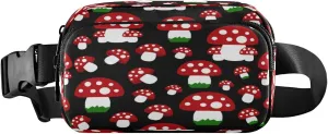Red Mushrooms Black Belt Bag for Women Men Fanny Pack Small Waist Pouch Crossbody Bags for Outdoor Hiking Running Travel