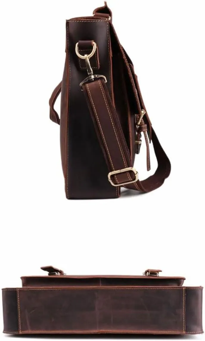 Retro Mens Laptop Bags Handbags Briefcases Genuine Leather Messenger Shoulder Bags Casual Daypacks