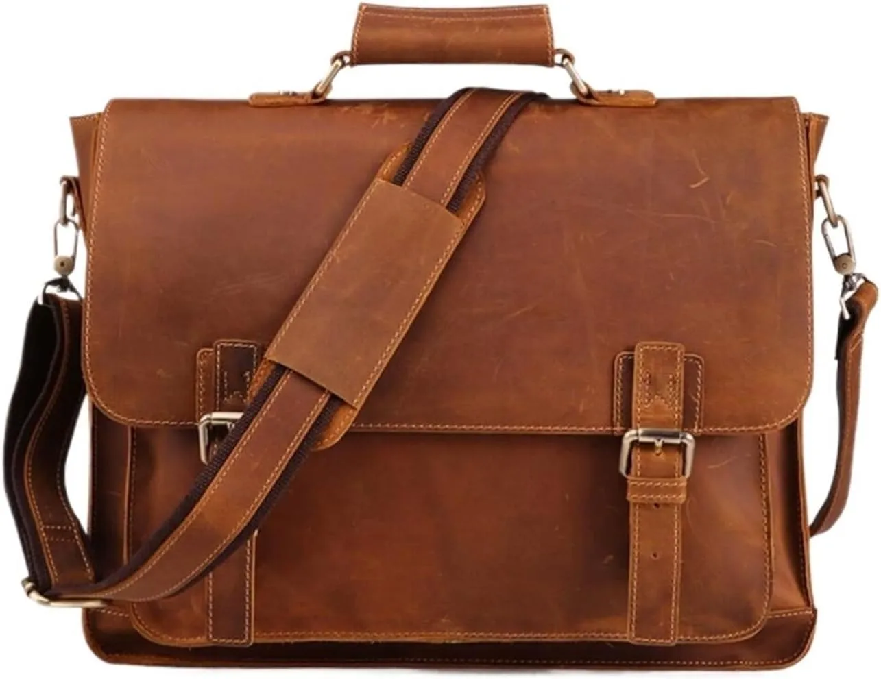 Retro Mens Laptop Bags Handbags Briefcases Genuine Leather Messenger Shoulder Bags Casual Daypacks