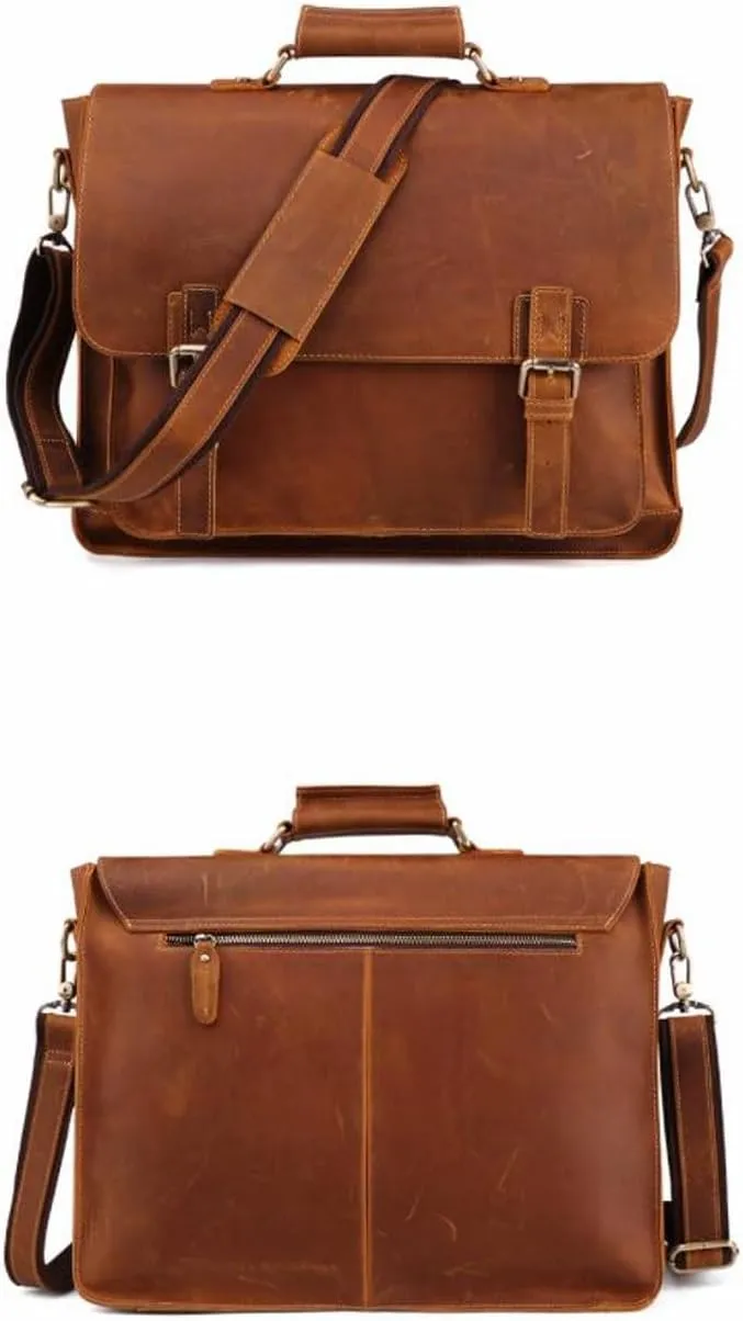 Retro Mens Laptop Bags Handbags Briefcases Genuine Leather Messenger Shoulder Bags Casual Daypacks