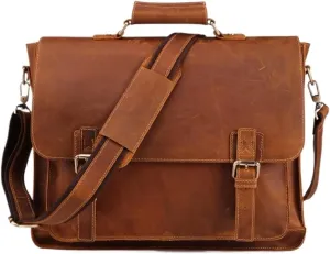 Retro Mens Laptop Bags Handbags Briefcases Genuine Leather Messenger Shoulder Bags Casual Daypacks