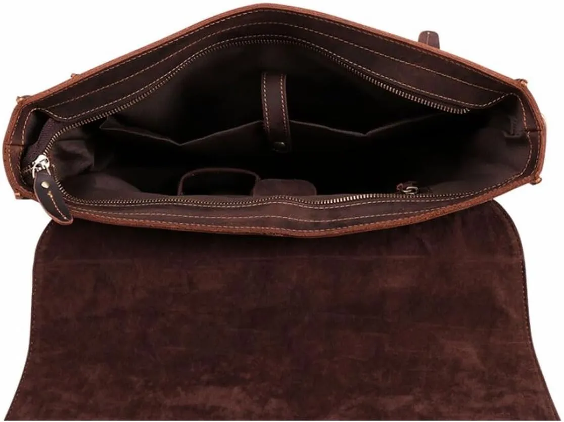 Retro Mens Laptop Bags Handbags Briefcases Genuine Leather Messenger Shoulder Bags Casual Daypacks