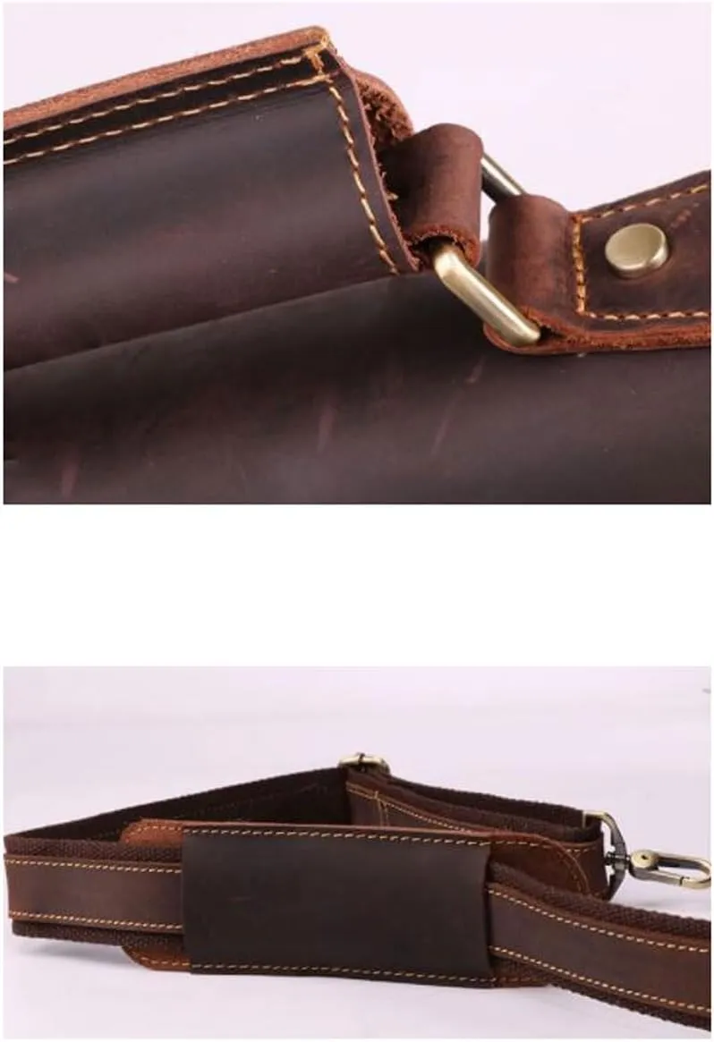 Retro Mens Laptop Bags Handbags Briefcases Genuine Leather Messenger Shoulder Bags Casual Daypacks