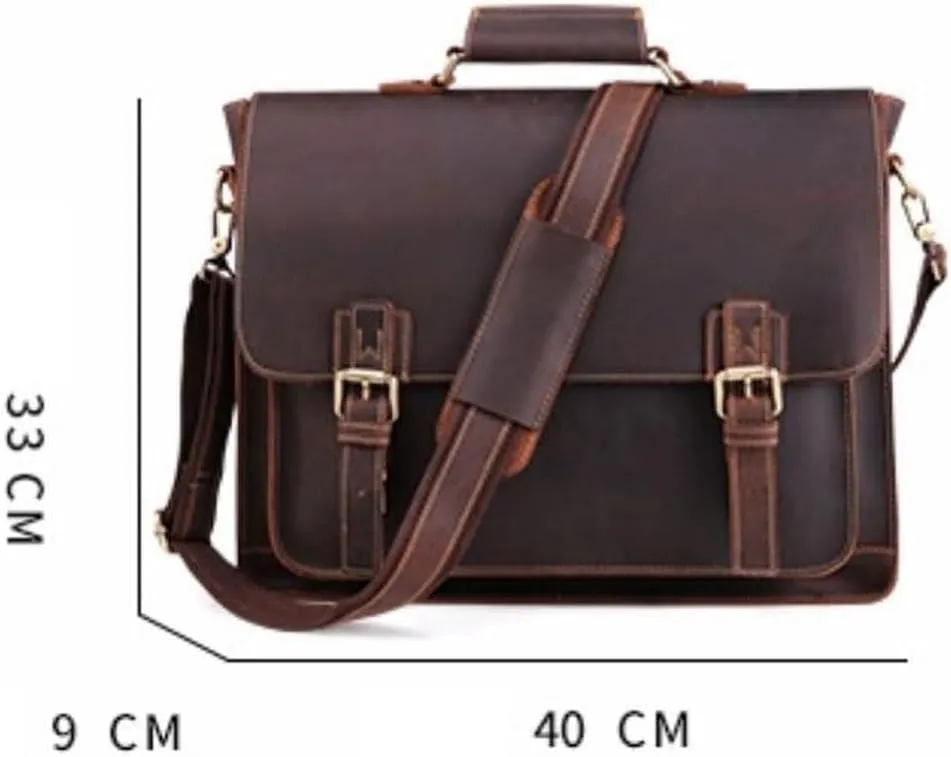 Retro Mens Laptop Bags Handbags Briefcases Genuine Leather Messenger Shoulder Bags Casual Daypacks