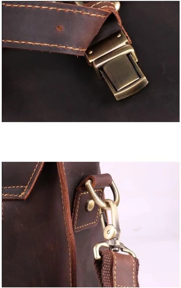 Retro Mens Laptop Bags Handbags Briefcases Genuine Leather Messenger Shoulder Bags Casual Daypacks