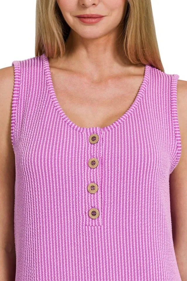 Ribbed Sleeveless Dress (Lavender)