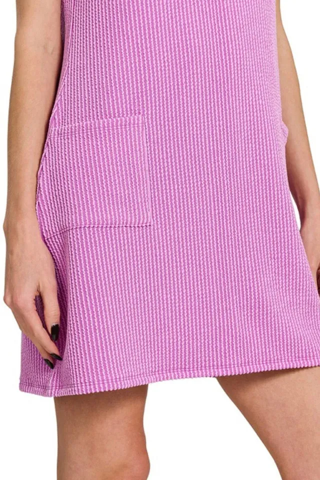 Ribbed Sleeveless Dress (Lavender)