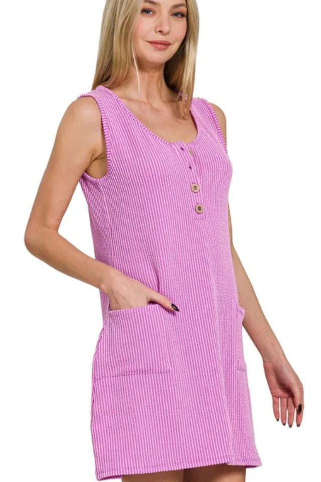 Ribbed Sleeveless Dress (Lavender)