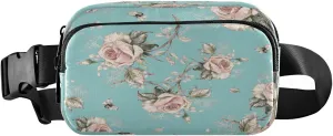 Rose Pattern Bee Belt Bag for Women Men Fanny Pack Small Waist Pouch Crossbody Bags for Outdoor Hiking Running Travel
