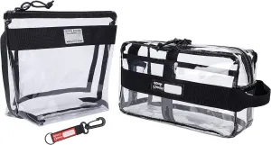 Rough Enough Clear Toiletry Bags for Traveling with Handles Toiletries Cosmetic Pouch Makeup Bags TSA Approved for Men and Women Travel