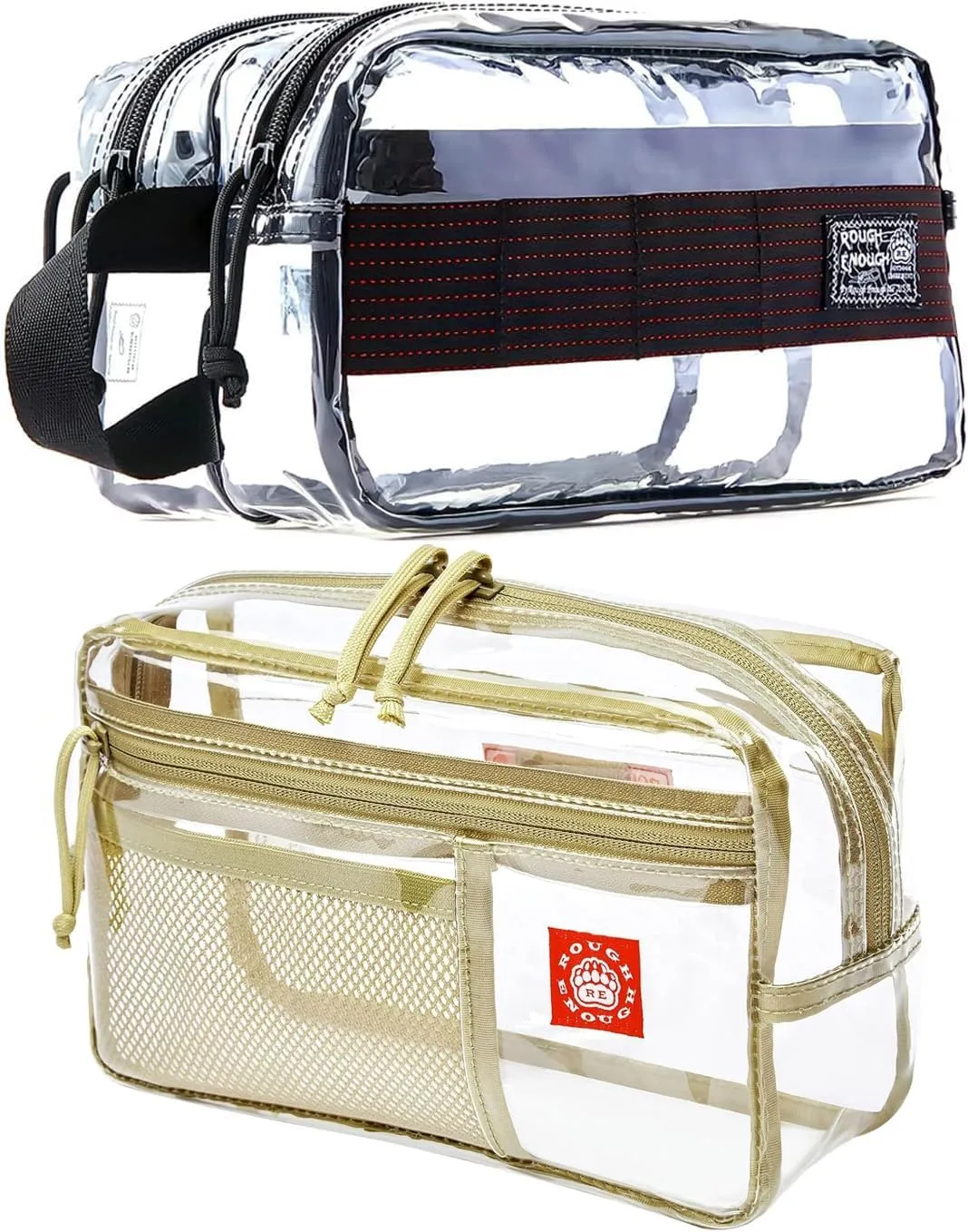 Rough Enough Large Clear Toiletry Bags for Travelling Bundle Set