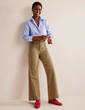 Sailor Wide Leg Trousers-Wheat