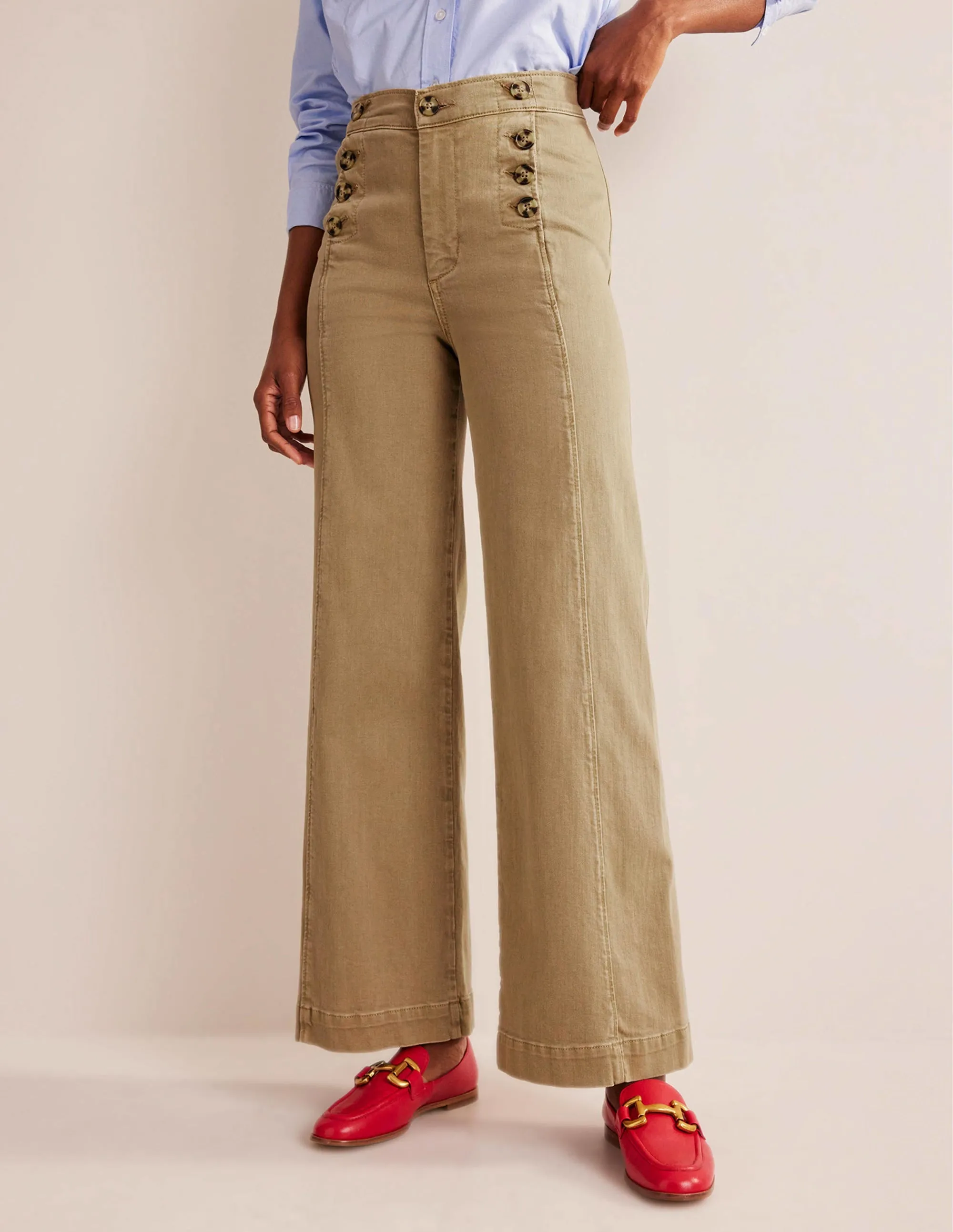 Sailor Wide Leg Trousers-Wheat