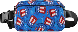Sam Hat Fireworks Belt Bag for Women Men Happy 4th Of July Fanny Pack Small Waist Pouch Crossbody Bags for Outdoor Hiking Running Travel