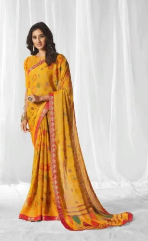 Sanskar Presents Gunjita Chiffon Brasso Fancy Designer Sarees