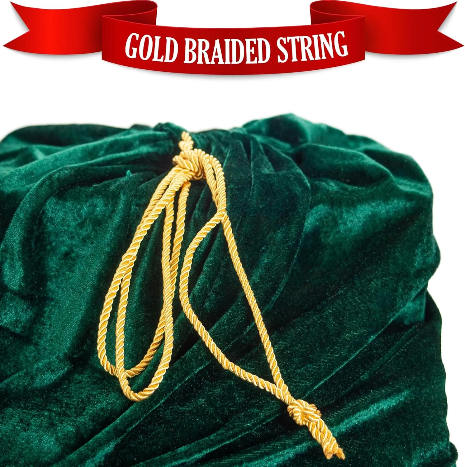 Santa Christmas Gift Bag Large Stretchy Velour Present Sack with Golden Drawstring, 36" x 27"