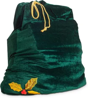 Santa Christmas Gift Bag Large Stretchy Velour Present Sack with Golden Drawstring, 36" x 27"