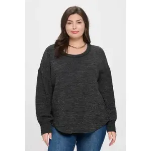 Say Hello To Sweater Season Plus Black Drop Shoulder Sweater (Size 2X)