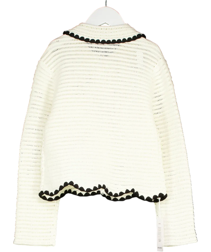 Self-Portrait Cream Crochet Cardigan with Gold Heart Buttons 10-12 Years