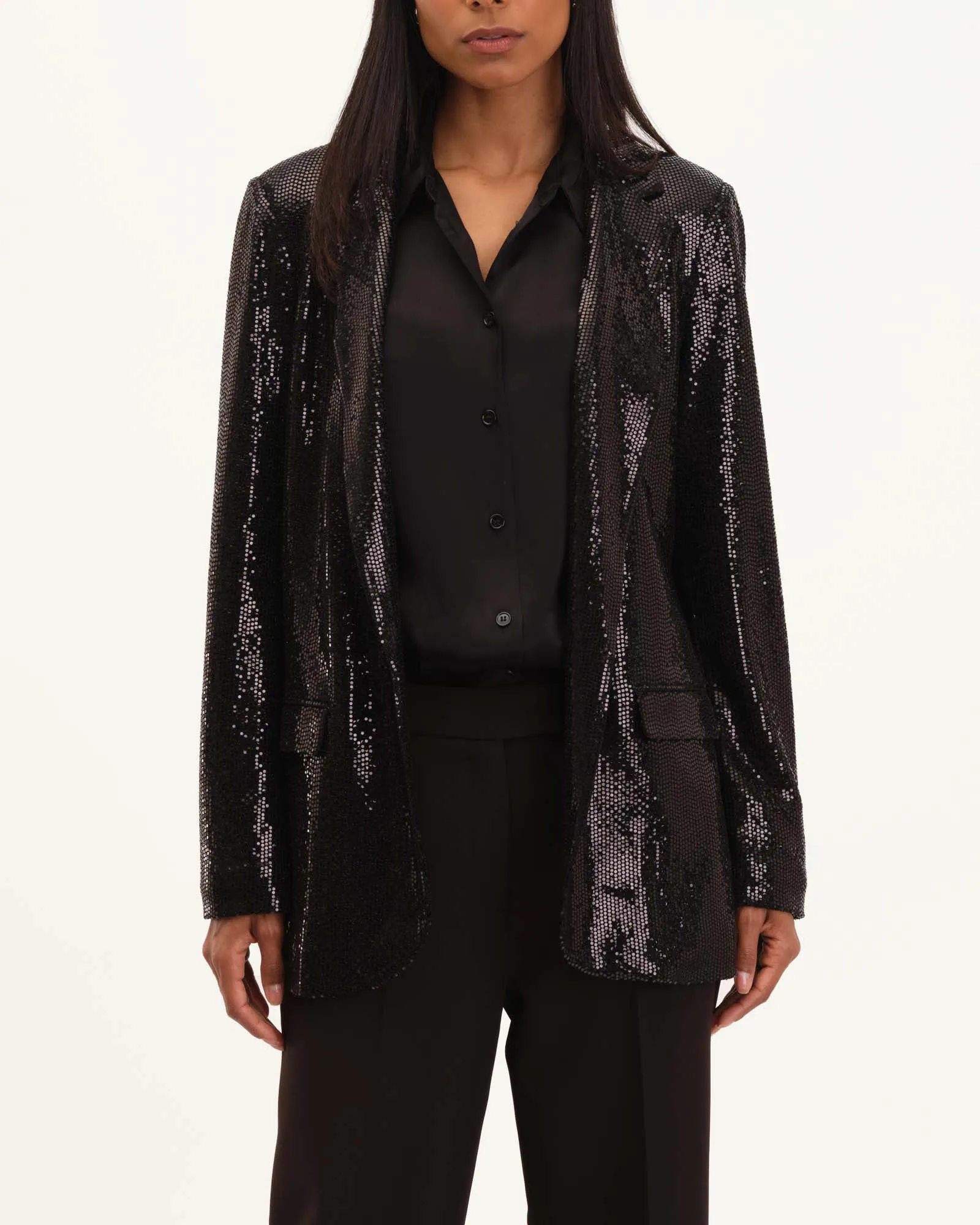 Sequined Notch Collar Blazer