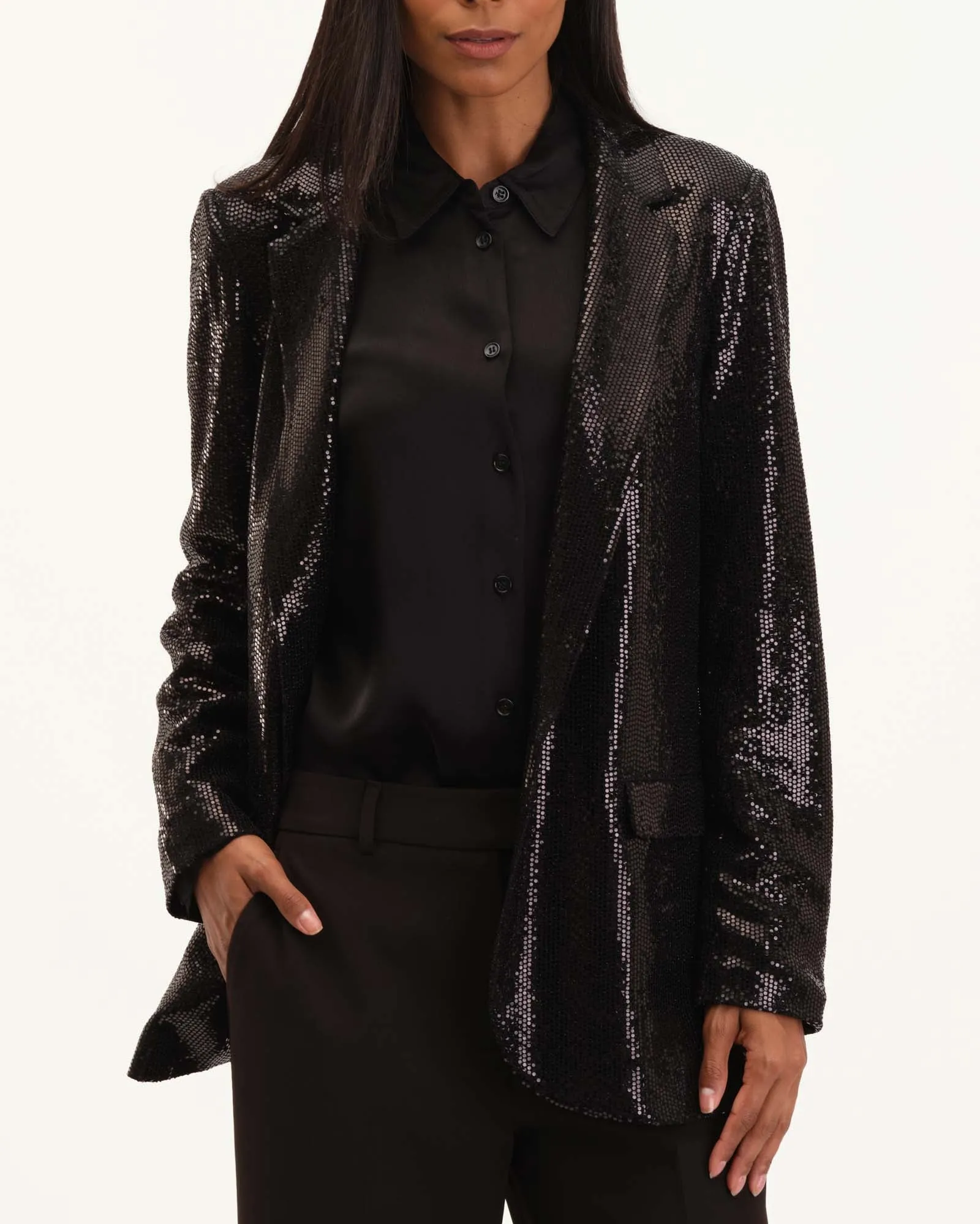 Sequined Notch Collar Blazer