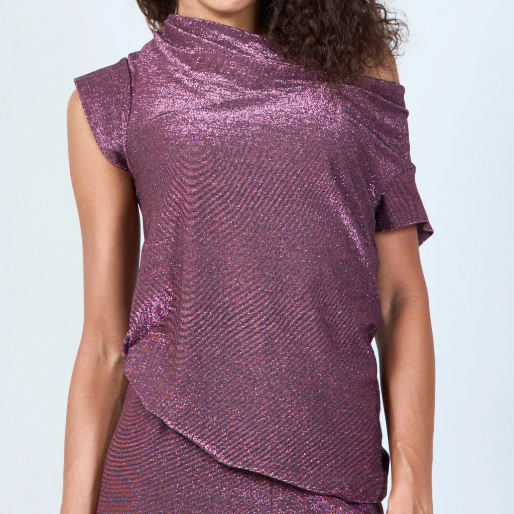 Shimmering cowl neck top wholesale
