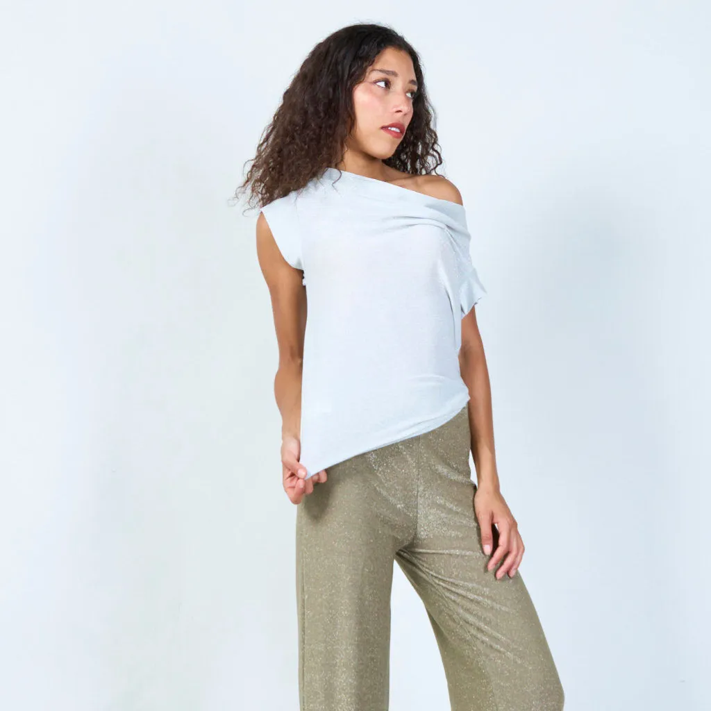 Shimmering cowl neck top wholesale
