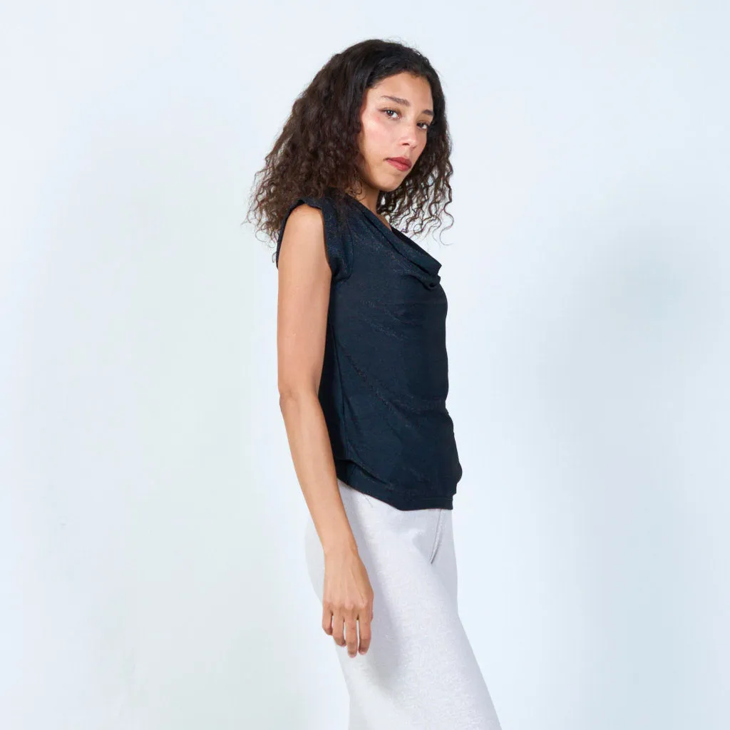 Shimmering cowl neck top wholesale