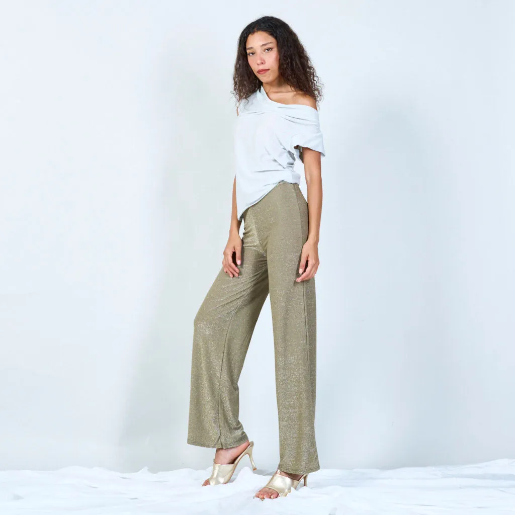 Shimmering cowl neck top wholesale
